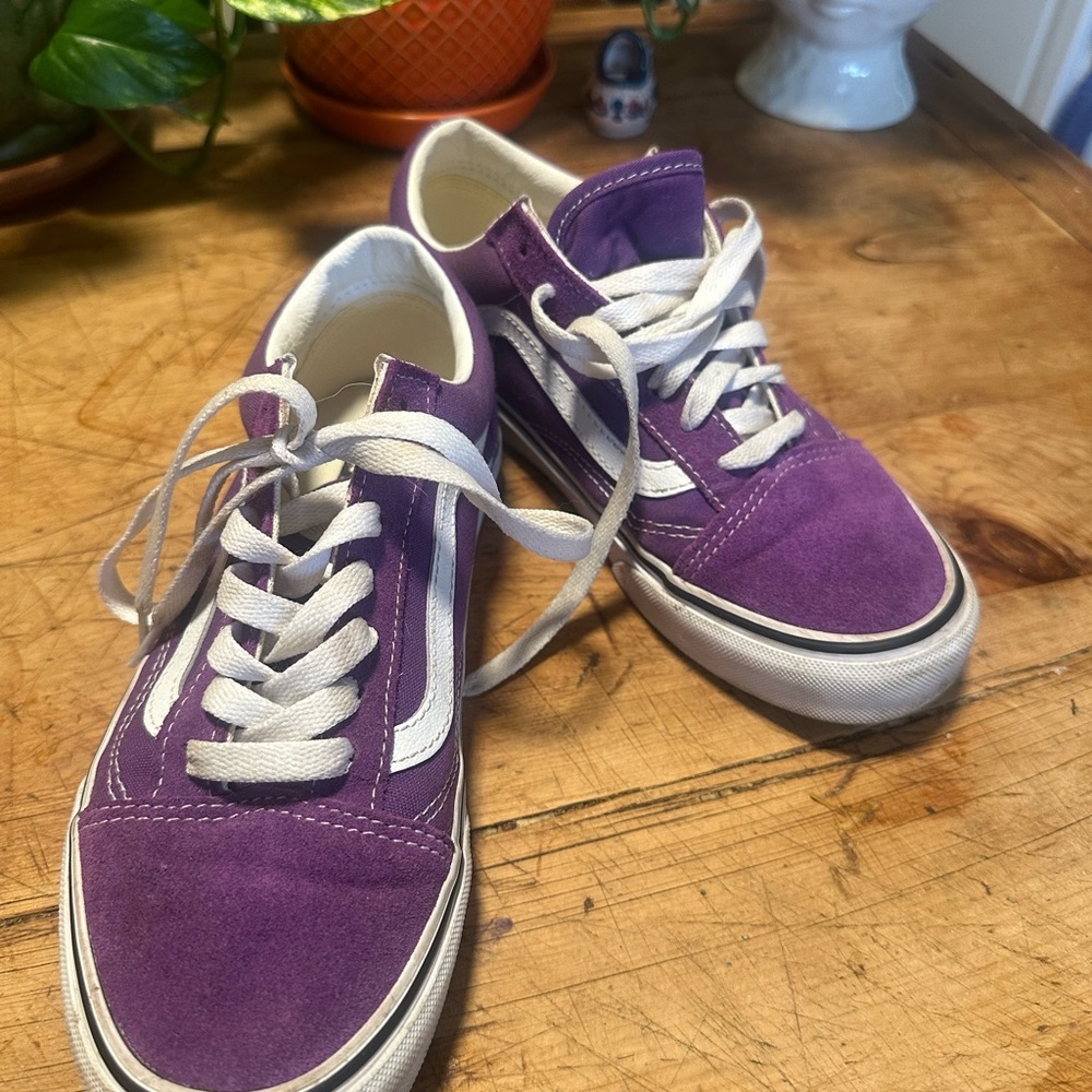 Vans Purple Suede Old Skool Sneakers with White Stripe